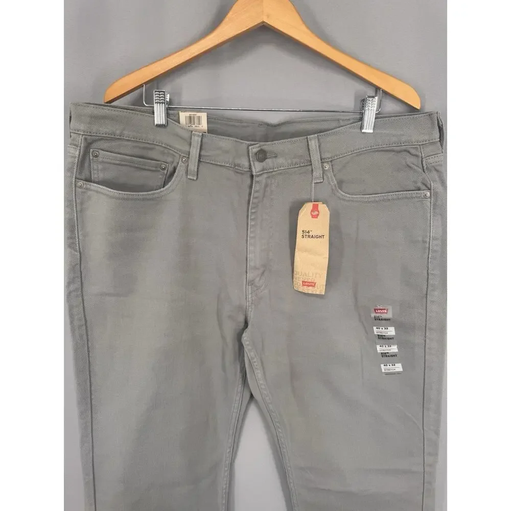 Levi's 514 Jeans Men's Size 40X32 Gray Straight Leg Fit Denim City Comfort NWT